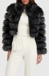 Lyla Grant Fur-free Fox (faux Fur) Horizontal Bolero In Gray
