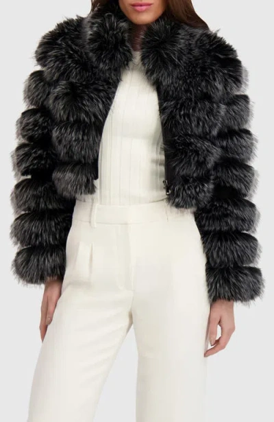 Lyla Grant Fur-free Fox (faux Fur) Horizontal Bolero In Gray