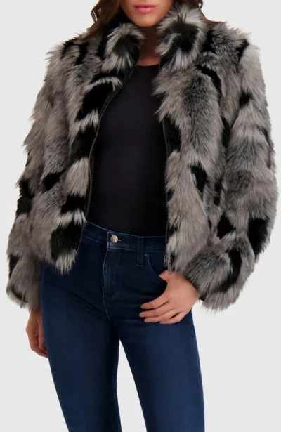 Lyla Grant Fur-free Fox (faux Fur) Jacket, Stand Collar In Gray