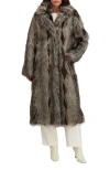 Lyla Grant Fur-free Fox (faux Fur) Long Coat In Gray