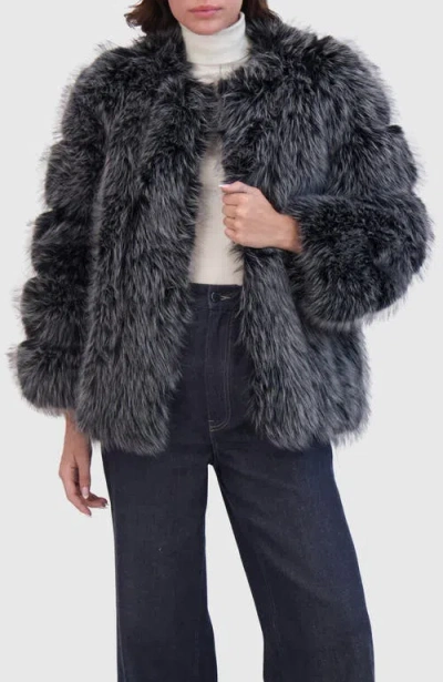 Lyla Grant Fur-free Fox (faux Fur) Short Jacket In Gray