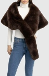 Lyla Grant Fur-free Fox (faux Fur) Stole In Brown