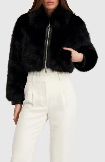Lyla Grant Fur-free Fox (faux Fur) Zip Bolero In Black