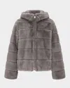 Lyla Grant Fur-free Hooded Faux Mink Zip Jacket In Gray