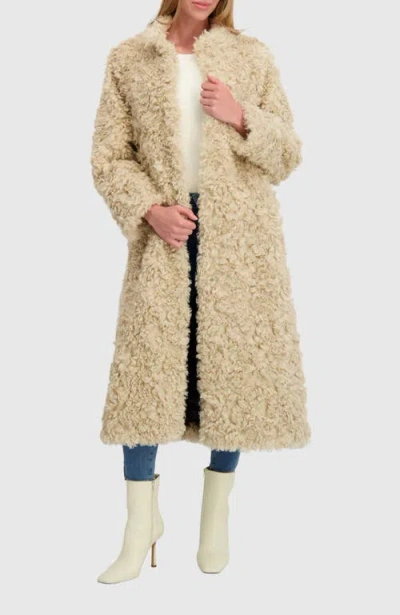 Lyla Grant Fur-free Lamb (faux Fur) Coat In Sand