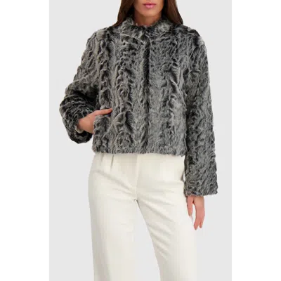 Lyla Grant Fur-free Lamb (faux Fur) Jacket In Gray