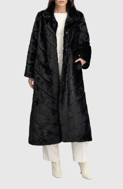 Lyla Grant Fur-free Mink (faux Fur) Coat In Black