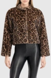Lyla Grant Fur-free Mink (faux Fur) Collarless Jacket In Animal Print