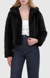 Lyla Grant Fur-free Mink (faux Fur) Hooded Jacket In Black