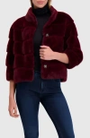 Lyla Grant Fur-free Mink (faux Fur) Jacket In Burgundy
