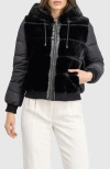 Lyla Grant Fur-free Mink (faux Fur) Jacket With Hood In Black