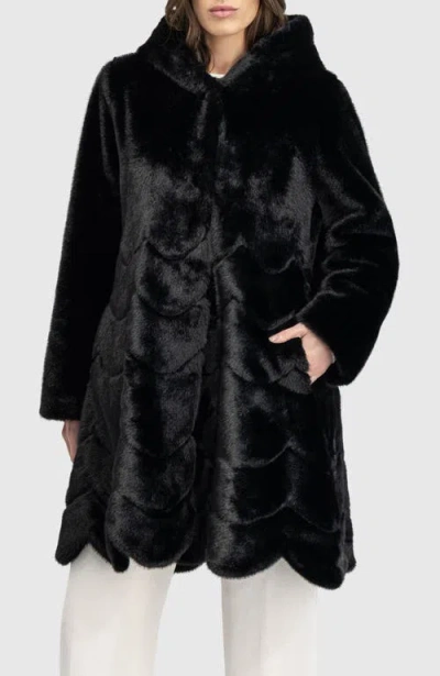 Lyla Grant Fur-free Mink (faux Fur) Reversible Coat, Hood In Black