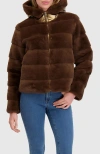 Lyla Grant Fur-free Mink (faux Fur) Reversible Parka In Brown