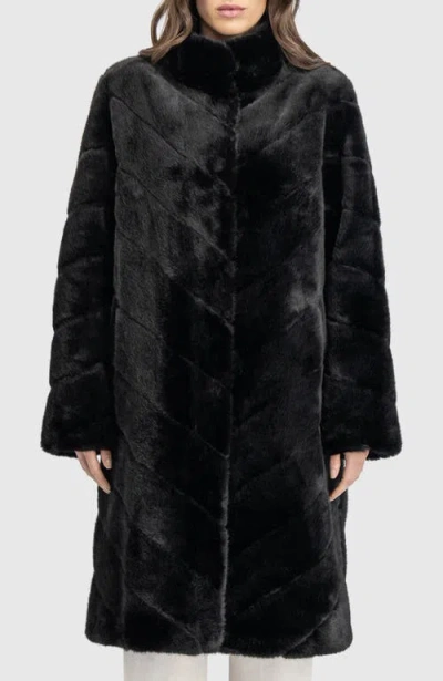 Lyla Grant Fur-free Mink (faux Fur) Short Coat In Black