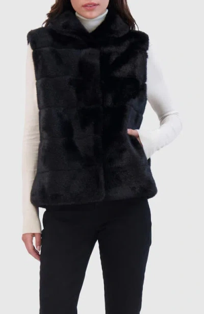 Lyla Grant Fur-free Mink Faux Fur Vest In Black
