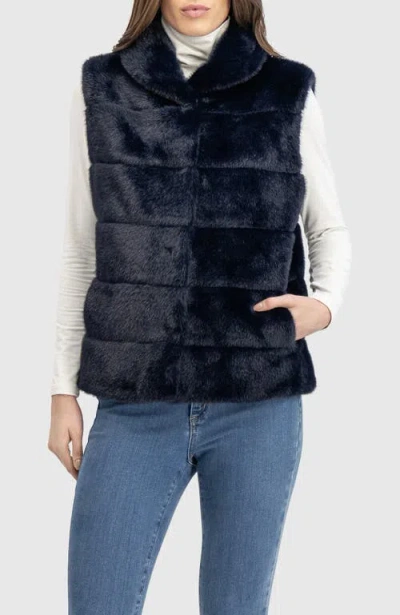 Lyla Grant Fur-free Mink Faux Fur Vest In Blue