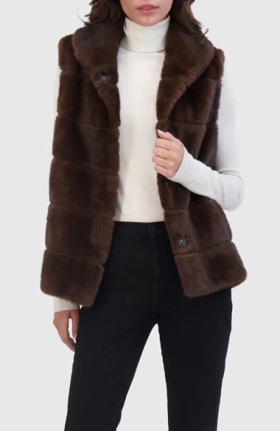 Lyla Grant Fur-free Mink Faux Fur Vest In Brown