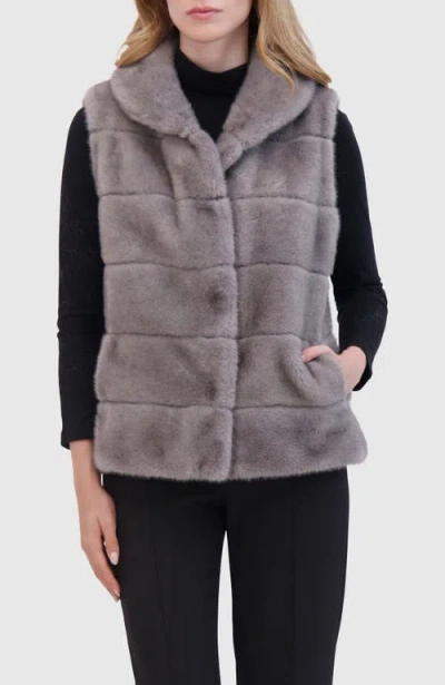 Lyla Grant Fur-free Mink Faux Fur Vest In Gray