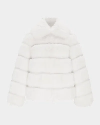 Lyla Grant Fur-free Quilted Faux Fox Coat In White