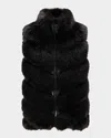 Lyla Grant Fur-free Quilted Faux Fox Vest In Burgundy