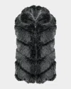 Lyla Grant Fur-free Quilted Faux Fox Vest In Gray