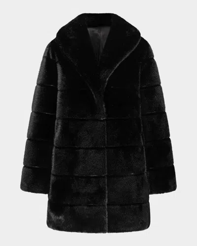 Lyla Grant Fur-free Quilted Faux Mink Coat In Black