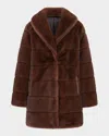 Lyla Grant Fur-free Quilted Faux Mink Coat In Brown