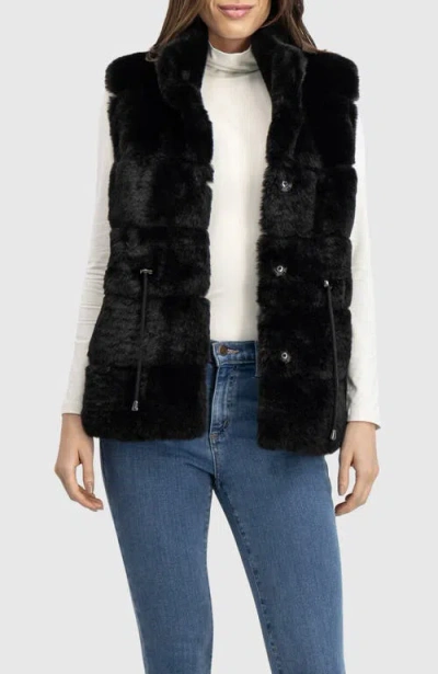 Lyla Grant Fur-free Rex Rabbit (faux Fur) Vest In Black