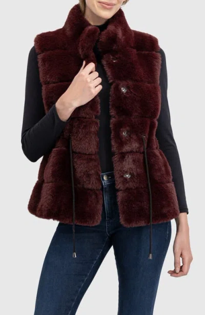 Lyla Grant Fur-free Rex Rabbit (faux Fur) Vest In Burgundy