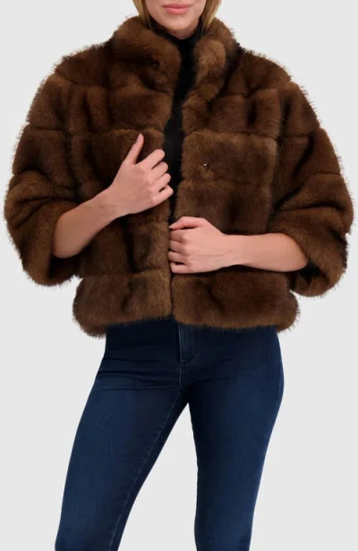 Lyla Grant Fur-free Sable (faux Fur) Jacket In Brown