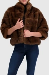 Lyla Grant Fur-free Sable (faux Fur) Jacket In Burgundy