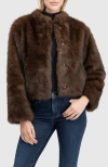 Lyla Grant Fur-free Sable (faux Fur) Jacket, Stand Collar In Brown
