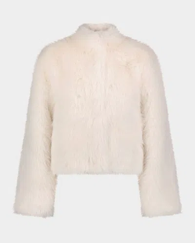 Lyla Grant Fur-free Short Faux Fox Coat In Neutral