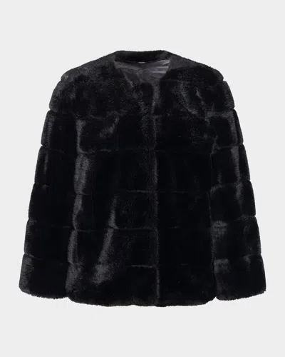Lyla Grant Fur-free Short Faux Mink Coat In Black