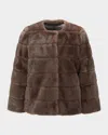 Lyla Grant Fur-free Short Faux Mink Coat In Brown