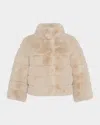 Lyla Grant Fur-free Short Faux Rabbit Coat In Neutral