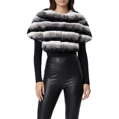 Lyla Grant Fur-free Chinchilla (faux Fur) Short Sleeve Capelet In Gray Chinch
