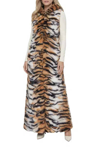 Lyla Grant Fur-free Fox (faux Fur) Hooded Vest In Tgr