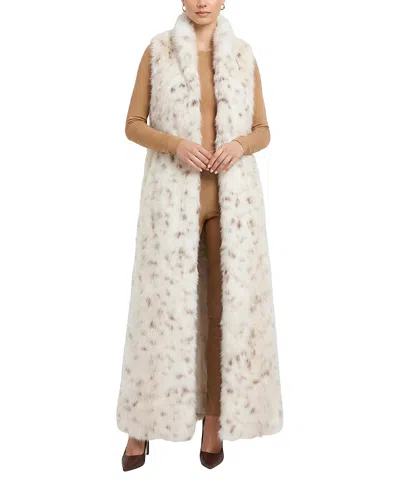 Lyla Grant Fur-free Lynx Faux Fur Hooded Vest In Multi