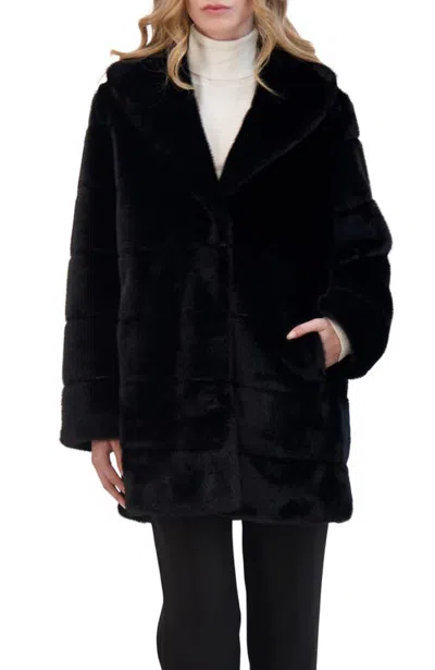 Lyla Grant Fur-free Mink (faux Fur) Horizontal Stroller, Shawl Collar In Black