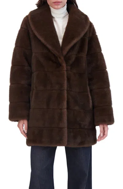 Lyla Grant Fur-free Mink (faux Fur) Horizontal Stroller, Shawl Collar In Brown