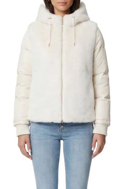 Lyla Grant Fur-free Mink (faux Fur) Quilted Jacket, Hood In White/white