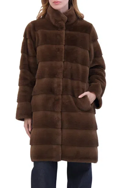 Lyla Grant Fur-free Mink (faux Fur) Reversible Short Coat In Brown/black