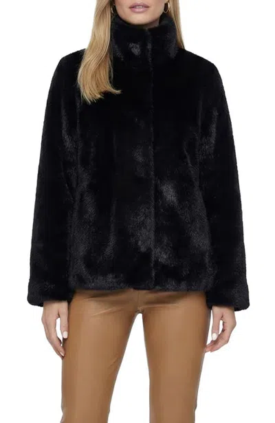 Lyla Grant Fur-free Mink (faux Fur) Reversible Short Jacket In Black/black