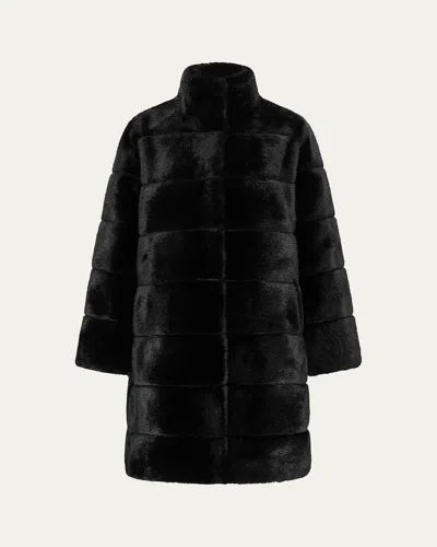Lyla Grant Fur-free Reversible Faux Mink Coat In Black