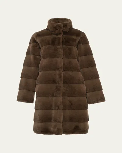 Lyla Grant Fur-free Reversible Faux Mink Coat In Brown