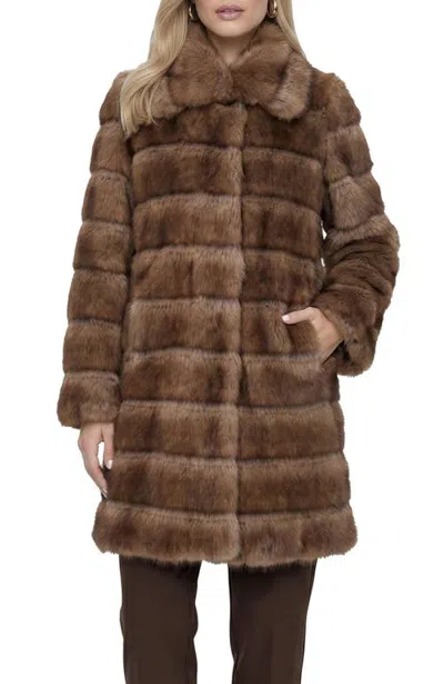 Lyla Grant Fur-free Sable (faux Fur) Short Coat In Brown