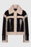 Lyla Grant Jacket With Fur-free Shearling (faux Fur) Trim In Black
