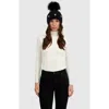Lyla Grant Knit Hat With Fur-free Fox (faux Fur) Pompom In Black