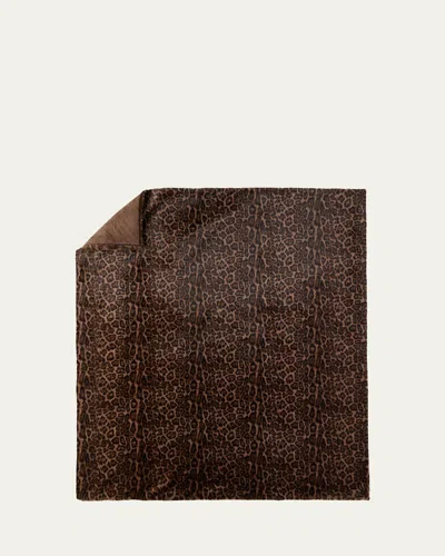 Lyla Grant Leopard-print Faux Mink Throw, 60" X 72" In Brown